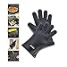 Silicone Oven Mitts Set including Kitchen Oven Gloves, Pot Holder and 1 Pastry Brush for Baking and Bbq Heat Resistant (Black)