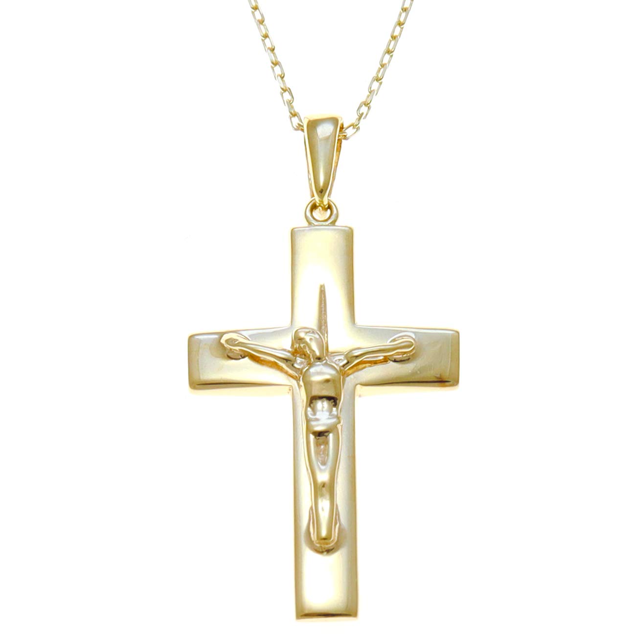 Gold Plated Sterling Silver Crucifix Necklace with adjustable 16" to 18" chain and jewellery gift box