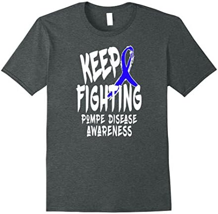 Mens Keep Fighting POMPE DISEASE Support and Awareness Shirt 3XL Dark Heather