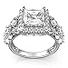 Metal Factory Sz 7 Sterling Silver 925 Princess Cut CZ Cubic Zirconia Halo Engagement Ring