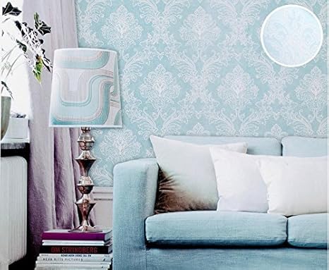 Amazon Co Jp クラシックvictorianエンボスtealブルーグレーダマスク壁紙モダンluxury Textured壁ペーパーロールfor Living Room座って部屋 Teal Blue Zt Diy Tools Garden