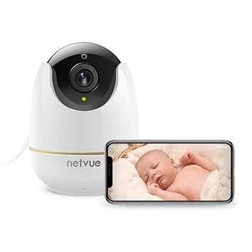 WLAN Kamera, NETVUE 1080P Überwachungskamera Innen WLAN Handy Haustier Kamera Babyphone mit Vollansicht IR Nachtsicht Sicherh