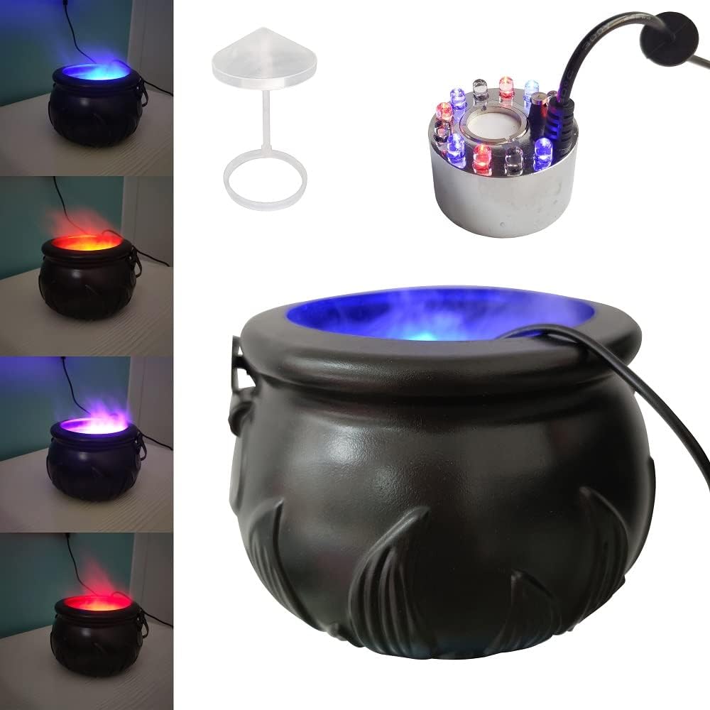 Indoor Fountains & Accessories - TASHELLS Ultrasonic Mist Maker, Halloween Witch Light, Black Witches Cauldron, Indoor Decoration Mini Ultrasonic Fogger,Mist Fountain for Pond-2023