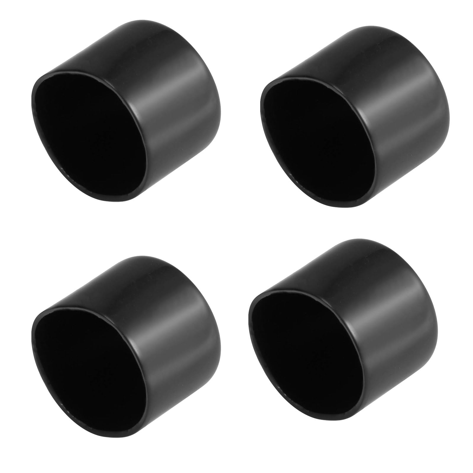 TOP-VIGOR 4Pcs Rubber End Caps, 40mm ID Round Flexible Screw End Caps Thread Protectors, Black Vinyl Bolt Covers Rubber Covers for Screws, Tubes, Cables, Wires, Cyling, etc