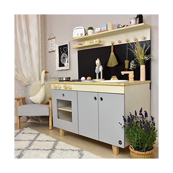 Meppi Kinderküche Malmö, Natur-grau/Spielküche aus Holz/Küche für Kinder – Bild 4