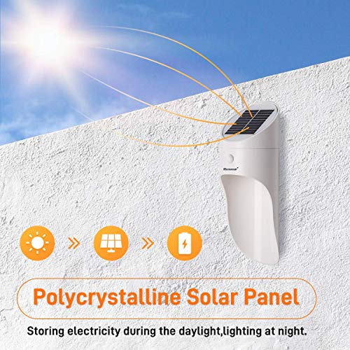Solarbetriebene Wandlampen ,Microwear Solarleuchte mit Bewegungsmelder,Wireless IP65 Wasserdichte,LED Solar Wandleuchten für Haustür,Garten,Garage,Hinterhof (Warmes Licht)