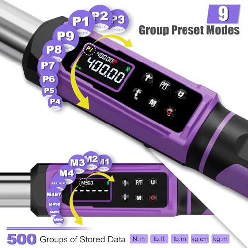 ANPUDS Digital Torque Wrench 1/2 Inch, Accuracy ±1%, 6-400 Nm Torque Wrenches Adapter with Vibrations, Buzzer and LED Indicator, for Car, Truck, Motorcycle