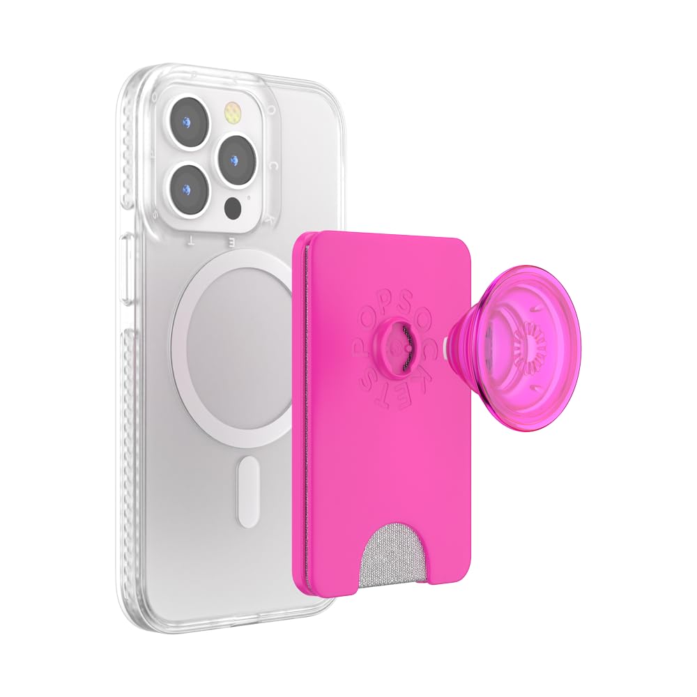 PopSockets: PopWallet+ for MagSafe - Adapter Ring for MagSafe Included - Card holder with an Integrated Swappable PopTop for Smartphones and Cases - Magenta — image 1
