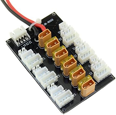 Soulload XT30 Parallel Charging Board Adaptor Lipo Battery Charger for 1S 2S 3S LiPo Batteries Compatible with 6pcs XT30 to JST Cable