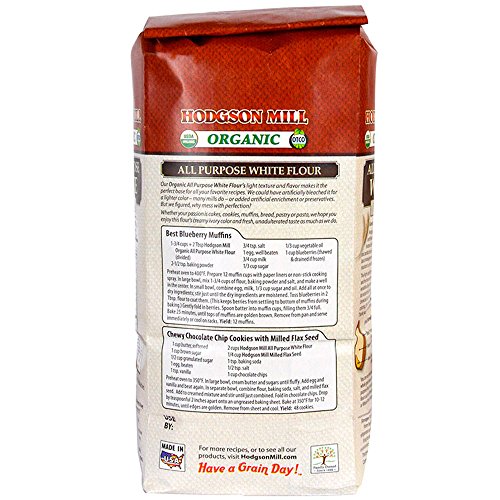 Hodgson Mill Organic AllPurpose White Flour, Unbleached, 2 LB (Pack of