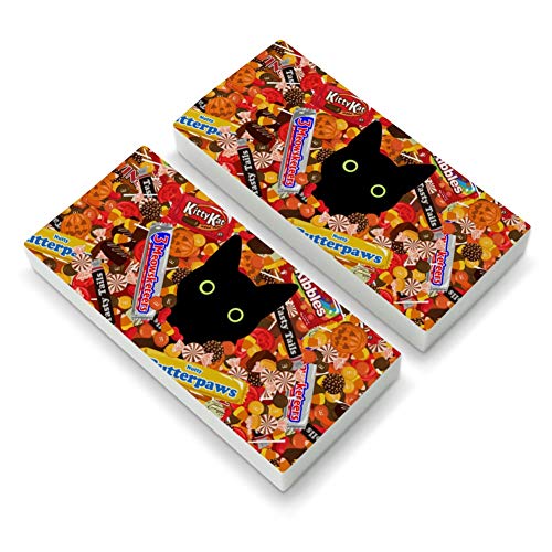 Halloween Black Cat Hiding in Candy Eraser Set of 2