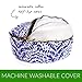 BLOOM Zafu Meditation Pillow Cushion, Round Yoga Bolster - Adjustable Buckwheat Hull Fill, Premium Cotton, Removable Washable Case, Carry Handle, Zipper (Shibori Blue)