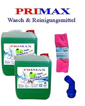 2 x10 Liter Primax Flüssigwaschmittel Apfelduft mit Ausgießer Tuch Waschmttel Gel Waschpulver