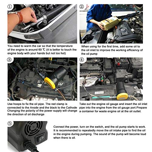 HighFree Oil Change Pump Extractor 12V 60W Oil Diesel Fluid Pump Extractor Scavenge Suction Transfer Pump with Hose for Boat, Tubes, Truck, RV, ATV