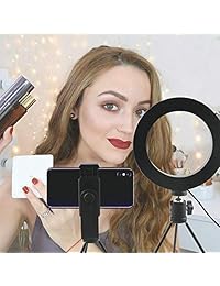 Anillo de luz LED de 6,3 pulgadas con soporte y soporte para teléfono móvil, 3000 K 5800K, 3 modos de 10 niveles de brillo regulable, compatible con iPhone para maquillaje, YouTube, , Live Streaming