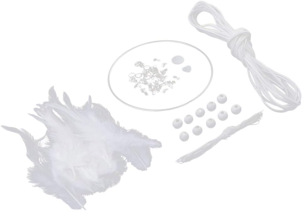 P Prettyia ハンドメイド材料 Diyキット 手作り ドリームキャッチャー キット 羽根 ビーズ コード 全6カラー 白い ビーズ アクセサリーキット 通販 Amazon