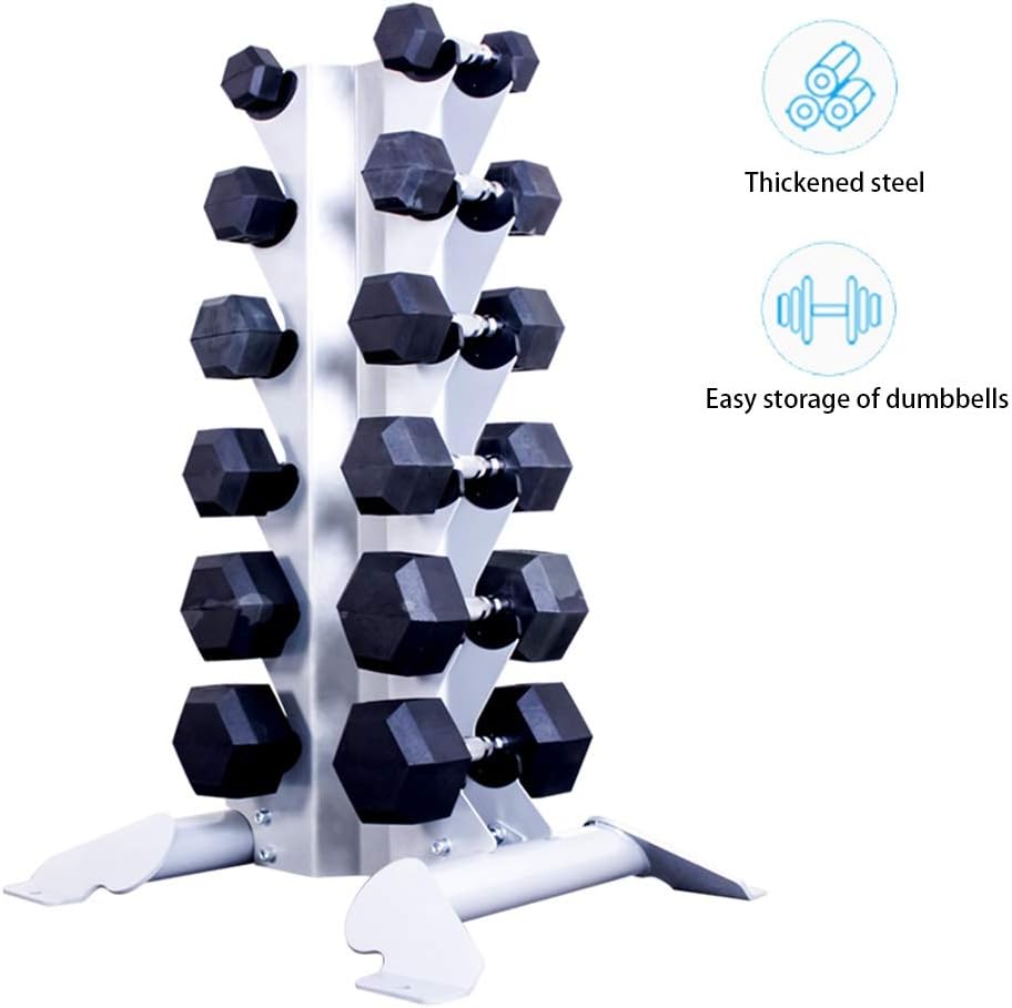 Weight Racks Steel Dumbbell Rack Household 6-Pair Dumbbell Rack Dumbbell Rack 6-Pair Gym Dumbbell Rack Made From Thicker Steel Place And Store Dumbbells (Color : White, Size : 76 * 65 * 107cm)