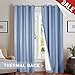 jinchan Thermal Blackout Curtains for Bedroom Energy Saving Lined Drapes Elegant Privacy Grommet Top Window Curtain for Living Room 84 Inch Length Blue Sold Individually