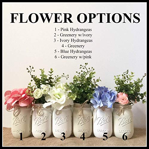 Mason Jar Bathroom Organization Set, 5 Piece Set, Your Choice of Colors, Silk Flowers Optional