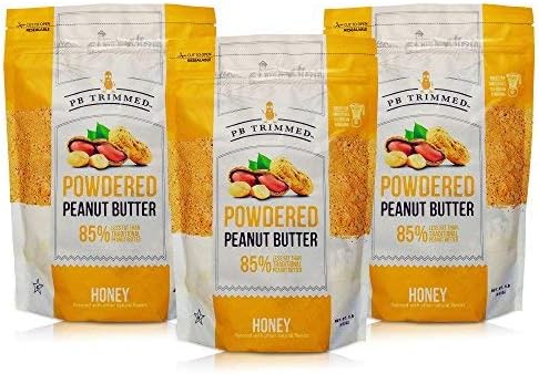 PB Trimmed All Natural & Kosher Premium Powdered Peanut Butter from Real Roasted Pressed Peanuts, Good Source of Protein - VALUE PACK (Honey, 1 lb 3-Pack)