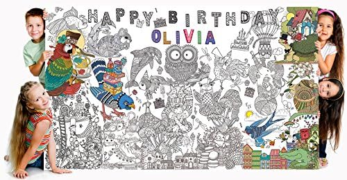 Great2bColorful Really Big Coloring Poster Custom Name (60''x 36'') Happy Birthday