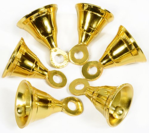 Lot of 6 Pcs Gold Plated Brass Door Home Décor Indian Bells 1.6" Ht 1.2"Dia
