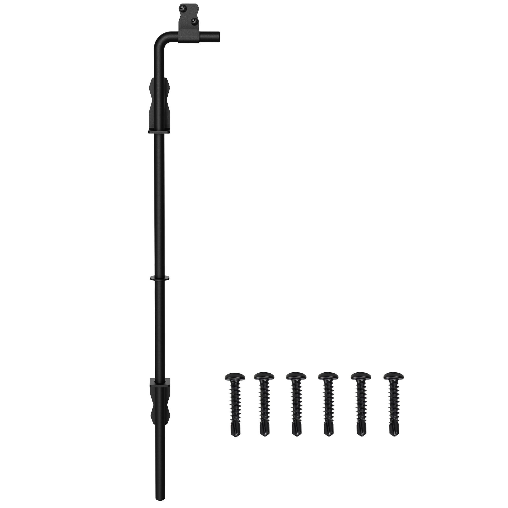 Photo 1 of Sdstone 24 Inch Heavy Duty Cane Bolt Gate Drop Rod Hardware Ground Latch for Wooden Fences,Metal Gates Doors Stopper for Gate Ground (Black Finish,1 Pack)