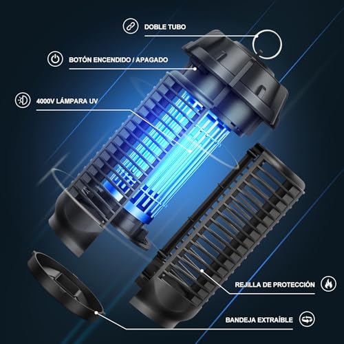 Anti-Mosquito Lamp, 20W UV Electric Mosquito Killer, Indoor Outdoor Mosquito Lamp, IPX4 Waterproof, Suitable for Gardens, Living Rooms, Camping Etc., 1.5 m Cable