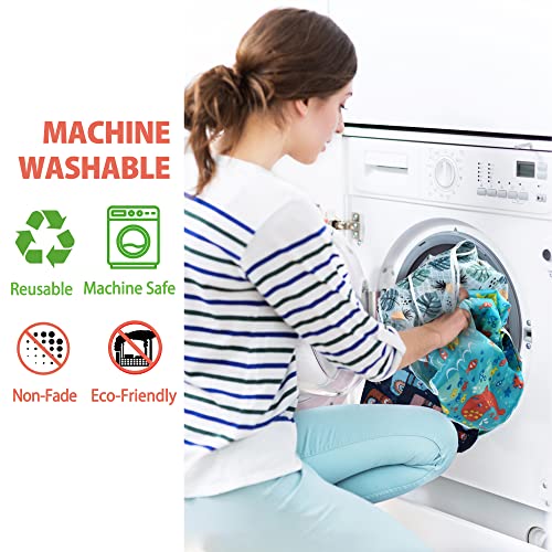 LotFancy Reusable Grocery Bags,Extra-Large/Large Foldable Shopping Bags with Attached Pouch, Waterproof Nylon Grocery Bags, Machine Washable and Eco-Friendly