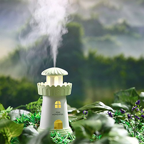 EDTara Lighthouse Humidifier USB Charging Essential Oil Diffuser Aroma Diffuser LED Night Light for Home Office Car Gift Decoration Blue