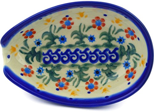 Polish Pottery Spoon Rest 5-inch Spring Flowers