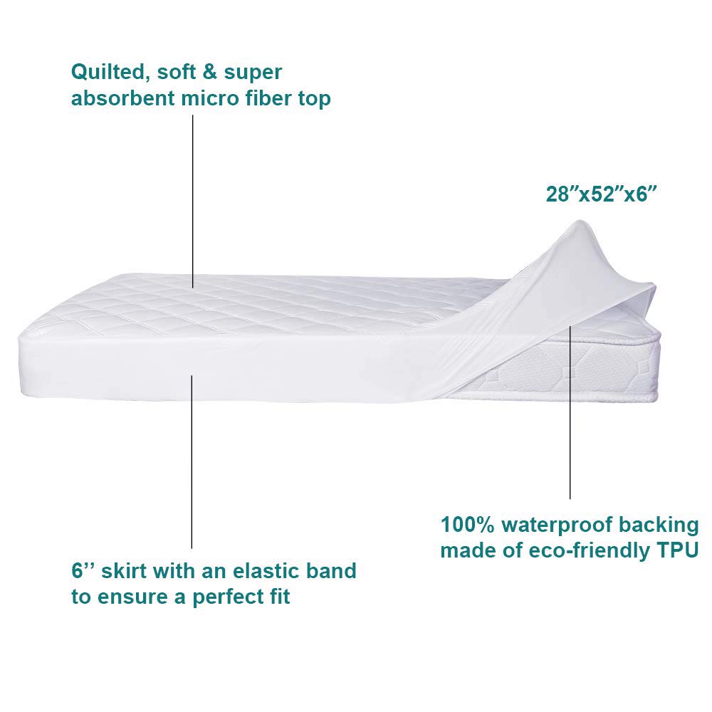 Waterproof Fitted Crib Mattress Pad and Toddler Crib Mattress Protective Baby Crib Mattress Cover Sheets Protector Bedding Sets Breathable & Hypoallergenic for Boys and Girls : Baby