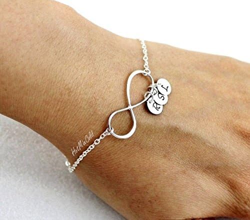 HotMixColdPersonalized Infinity Bracelet and Initial, Family Monogram Charm Bracelet, Mothers Bracelet, BFF, Silver Sister Jewelry