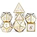 DnDnD White with Gold Number DND Dice Sets,Solid Metal Die with Free Gorgeous Metal Tin for Dungeons and Dragons D&D Role Playing Game Tabletop Games