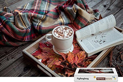 PigBangbang,Intellectiv Games Unique Puzzle Wooden in a Box Famous Paintings Mural Decoration - Marshmallow Drinks Cocoa Maple Leaves - 300 Piece Jigsaw Puzzle (20.6 X 15.1'')