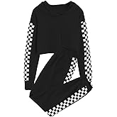 Meikulo Kids 2 Piece Outfits Girls Crop Tops Hoodies Long Sleeve Fashion Sweatshirts and Sweatpants