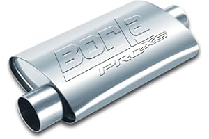 BORLA 40665 ProXS Universal Muffler 2.5" Offet Inlet / 2.5" Center Outlet 4" x 9.5" Oval x 19" Long Body 24" Overall Length Un-Notched Necks Reversible Design T-304 Stainless Steel Universal