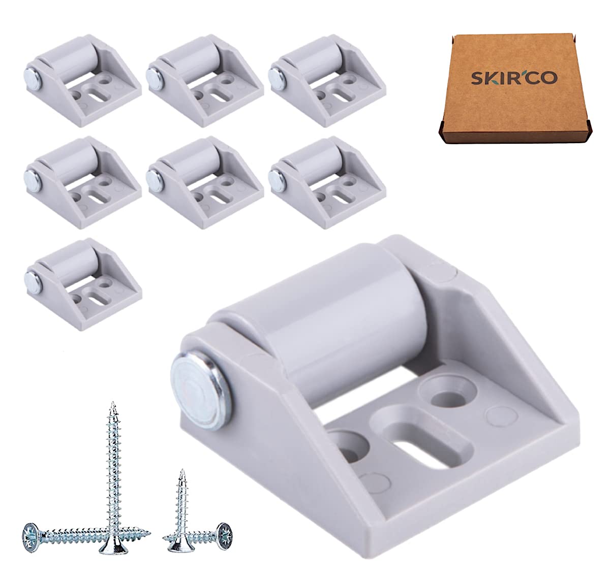 SKIR'CO (Pack of 8 pcs) Small 15 mm Furniture Castors, Rubber Wheels, Non-Swivel, Fixed Casters, One-Way Direction, Screws Included (8)