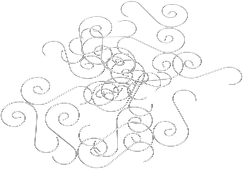 Ornament Hooks - 60pcs Christmas Ornament Hooks Christmas Tree S-Hooks Ornament Hanger Hanging Hook for Christmas Tree Christmas Balls Party Decorations (Silver)