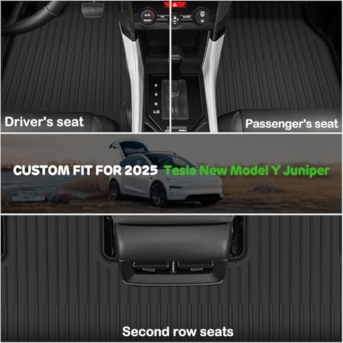 Yumemoo Alfombrillas para 2025-2026 Tesla Model Y Juniper | Tapetes Y Maletero con Respaldo para Tesla Alfombrillas De Piso TPE para Todo Tipo De Clima, Insípido Antideslizantes