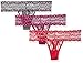 b.tempt'd by Wacoal Women's Lace Kiss 3 Pack Thong, Raspberry/Platinum/Purple Wine Polka Dot, Large