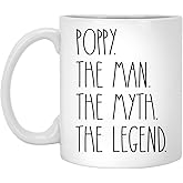 Poppy The Man The Myth The Legend Coffee Mug - Poppy Mug Gifts Christmas - Birthday Gift - Happy Birthday Poppy - Best Poppy Coffee Mug - Father's Day Mug For Poppy 11oz