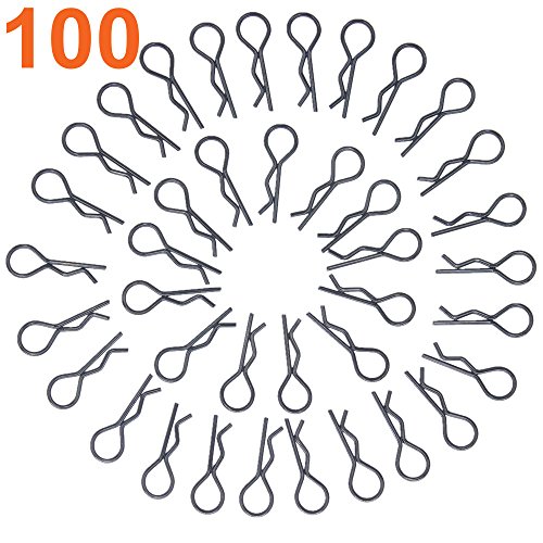 100-Pack RC 1/10 Body Clips Pins Bend Post Black Remote Control Car Parts Truck Buggy Shell Hobbypark