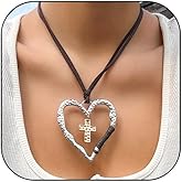 wsycoo Y2k Heart Necklaces for Women Chunky Big Heart Necklace Double Large Hearts Necklaces Chunky Choker Exaggerated Layered Necklace Statement Jewelry Gift for Women