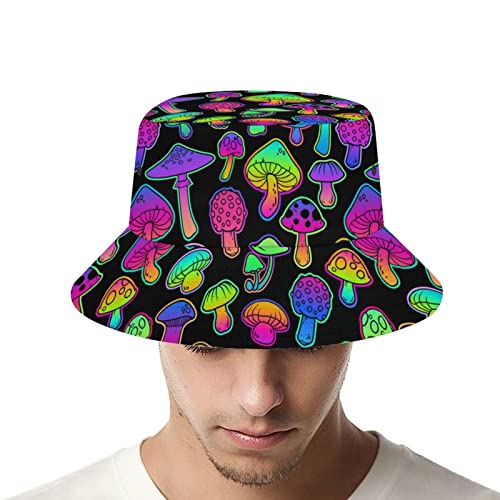 Aniruddha Colorful Mushrooms Bucket Hat for Women Men Summer Sun Hat Bucket Hat, Summer Travel Beach