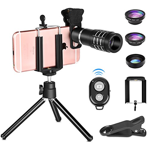 Telescope Lens for Phone, Onvian 12X Zoom Telephoto Camera Lens Kit Fisheye Macro Wide Angle for Smartphone