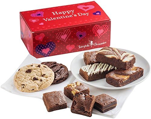 Fairytale Brownies Valentine Treat Combo Gourmet Food Gift Basket Chocolate Box - Assorted Size Brownies and 3.25 Inch Cookies - 10 Pieces