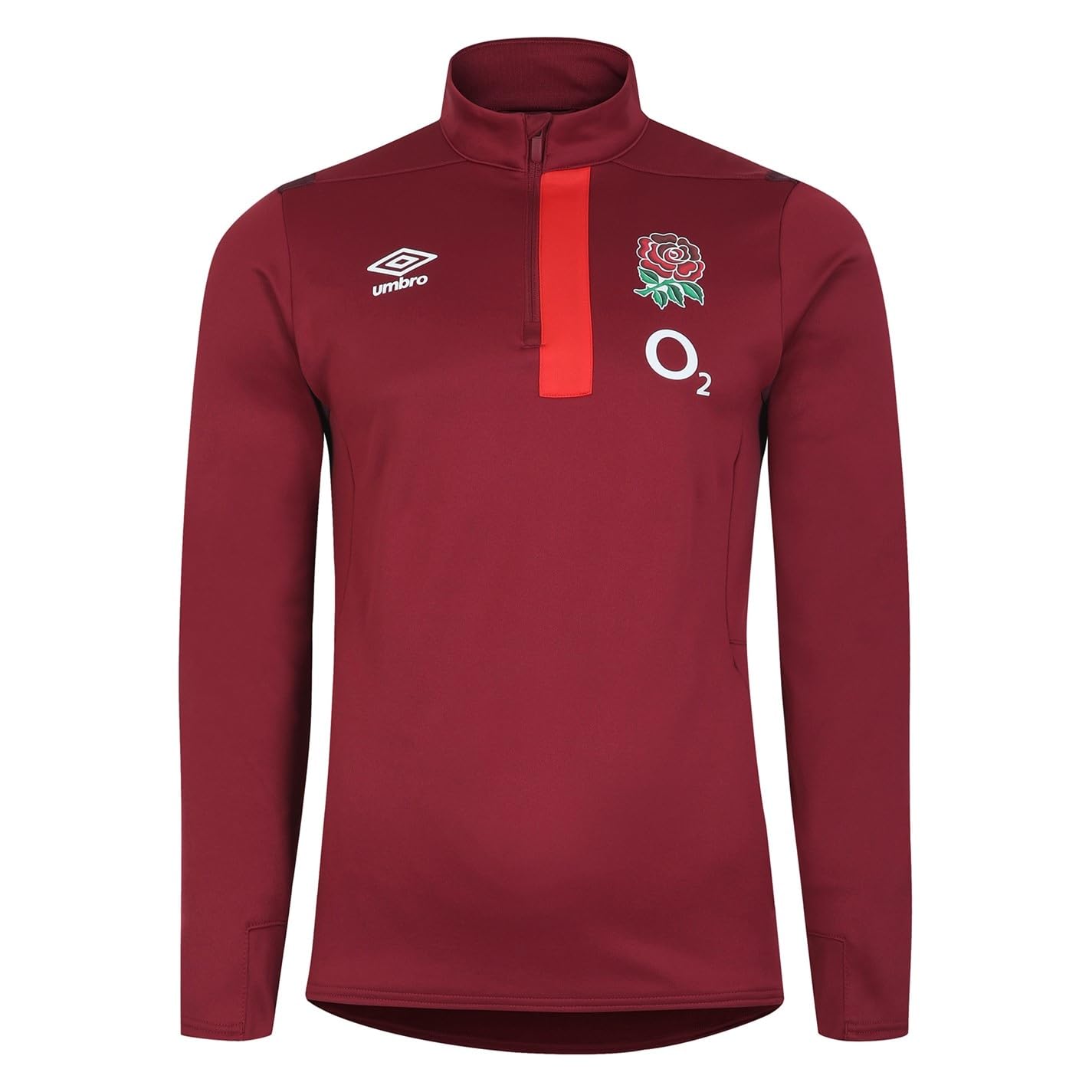 Umbro Mens England Rugby Half Zip Fleece Top 2023 2024 Red/Scarlet S