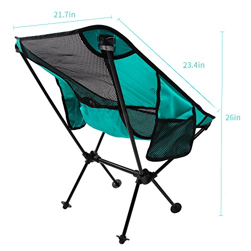 LetsFunny Folding Camping Chair Portable Lightweight Backpack Chairs Compact Heavy Duty with Carry Bag for Hiking Picnic Beach Camp Backpacking Outdoor Festivals (Cyan)
