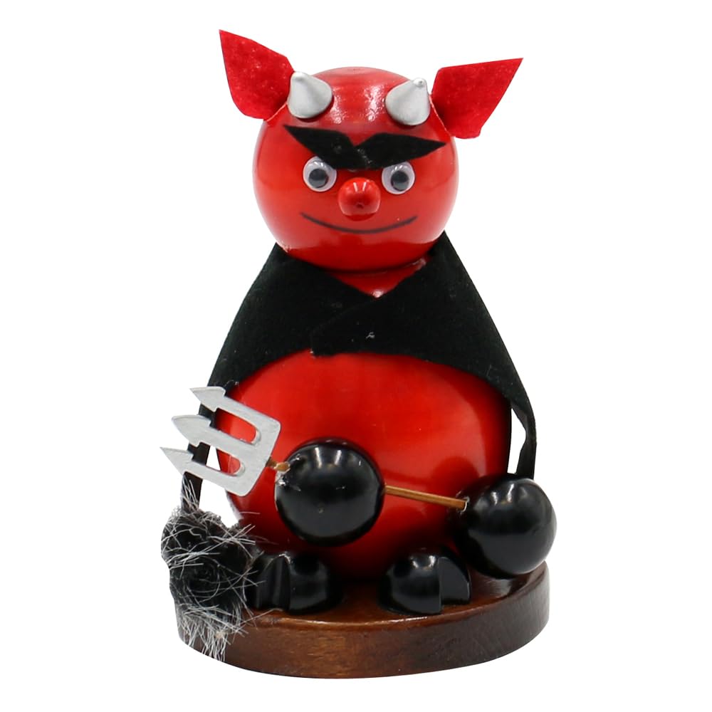 Dekohelden24 Wooden Incense Figure Devil Red/Black L x W x H: 9.5 x 10 x 14 cm